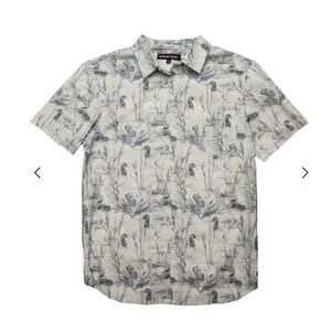 PSYCHO TUNA MEN'S DUCKS SHORT SLEEVE BUTTON UP SHIRT- Small